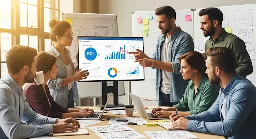 Creative agency team collaborating on campaigns that deliver measurable business ROI